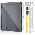 Waterproof Electrical Junction Box Outdoor, IP67 ABS Plastic Weatherproof Electrical Enclosure with Aluminum DIN Rail, Mounting Platem for WiFi Project, Clear (20.1''×16.1''×7.9'')