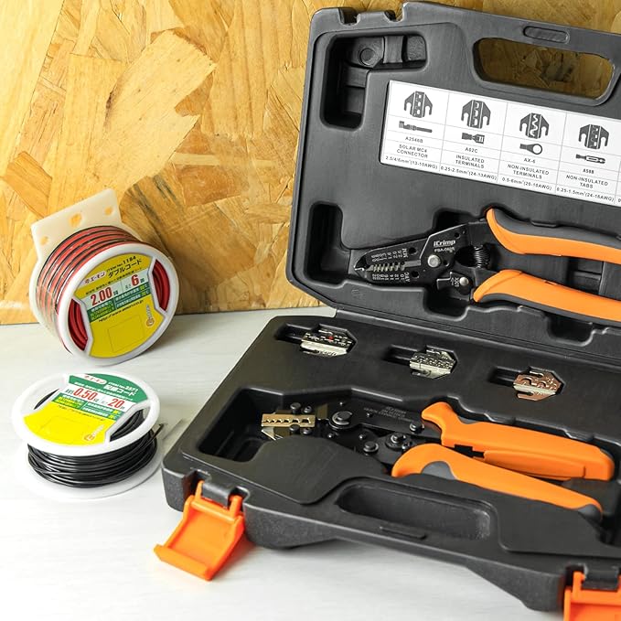 iCrimp Quick Change Ratcheting Crimper Tool Kit, Automotive Service Kit, for Crimping IWS4 Connector, Insulated & Non-insulated Terminal, Open Barrel Terminals, Dupont Connector, End Sleeve Ferrules