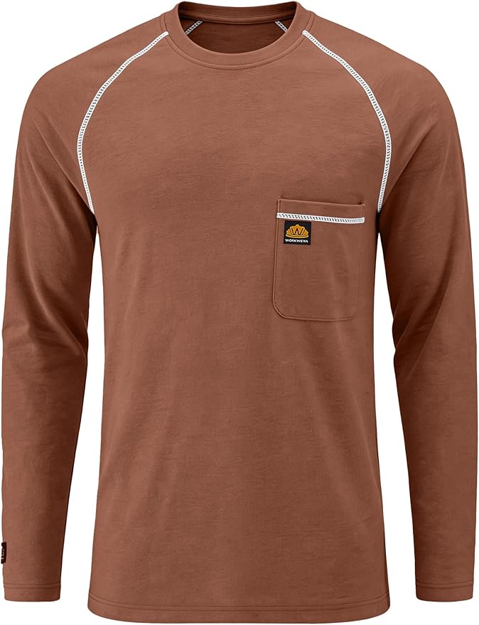 WORKWEYA FR Shirts Flame Resistant Shirt 6.5oz Men's NFPA 2112/CAT2 Long Sleeve Shirt