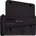 Wrench Roll, Wrench Roll Up Pouch, 17-Pocket Heavy Duty Canvas Wrench Organizer Bag for SAE Combination Wrenches, Portable Tool Roll Bag, Gifts for Men for Christmas (Black, 17+1 SAE)