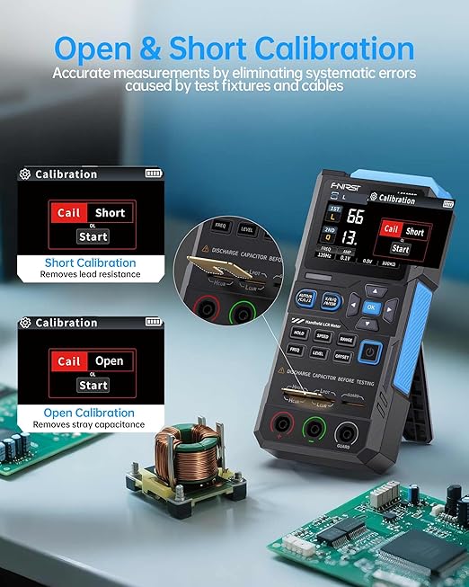 FNIRSI LC1020E 100kHz LCR Meter, 19,999 Counts Resistor Inductor Capacitor Tester, Auto Component Detect, Measures ESR/Q/D/θ/X, 2.8” Color TFT, Dual Parameter Display, Sorting & Open/Short Calibration