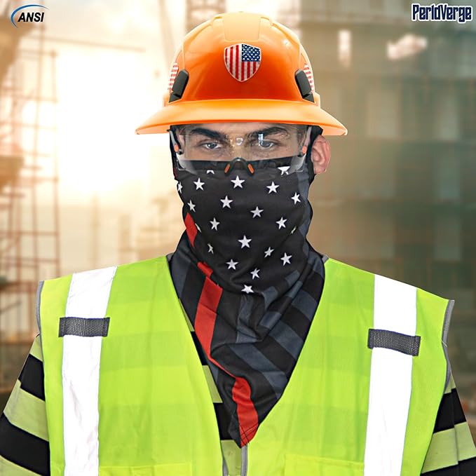Full Brim Hard Hats Construction OSHA Approved with Visor-Vented Hard Hat with Neck Gaiter with Ear Loops,Safety Hard Hats for Men with Chin Strap ANSI Z89.1 Type 1 Class C,6-pt Suspension
