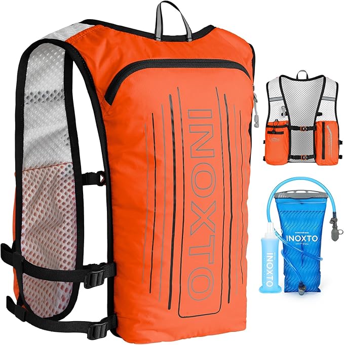 INOXTO Running Hydration Vest Backpack,Lightweight Insulated Pack with 1.5L Water Bladder Bag Daypack for Hiking Trail Running Cycling Race Marathon for Women Men