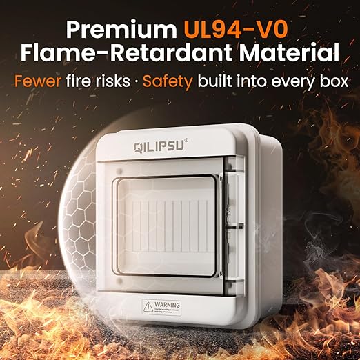 QILIPSU 6 Way DIN Rail Circuit Breaker Box UL94-V0 PC/ABS IP65 Waterproof Distribution Enclosure with Longer Bus Bars for Indoor Outdoor and Solar Use