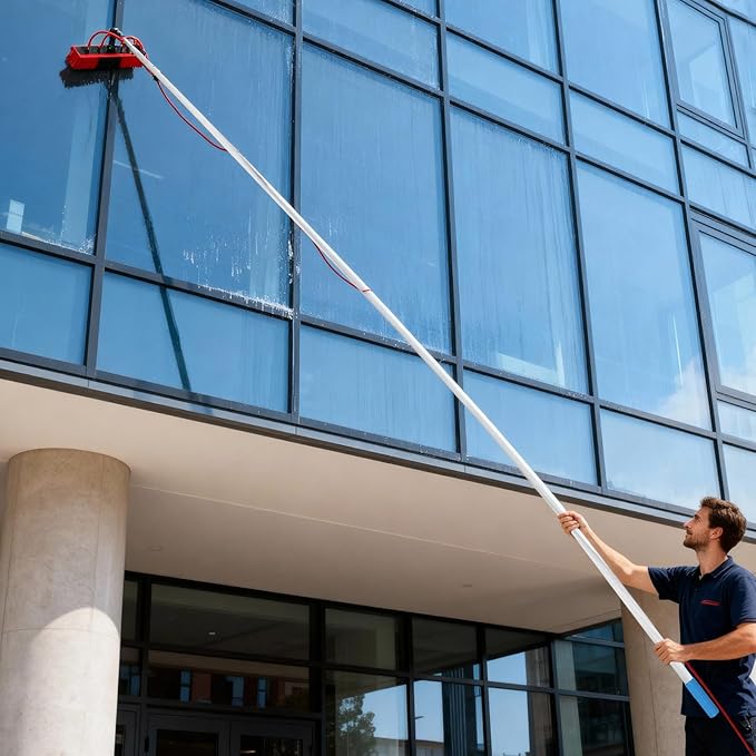 Solar Panel Cleaning Brush and Pole Kit, 22.9 FT Outdoor Window Cleaning System for Solar Panel, Window, Roof, Solars Panels Cleaaning Kit Cleaner Tool for Windows Glass Roof Outdoor Glasses Brushs