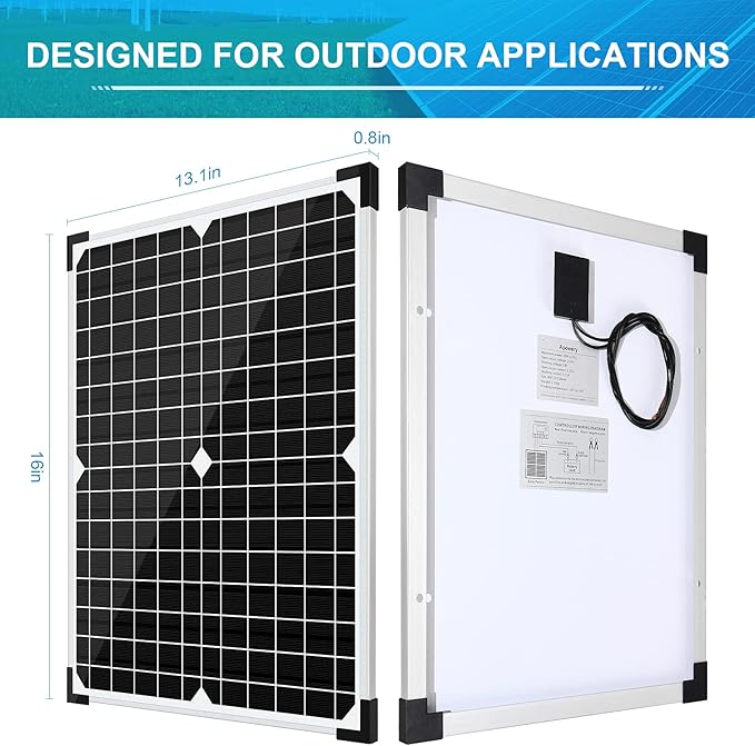 Solar Panel Kit 20W 12V Monocrystalline,Battery Maintainer +10A Solar Charge Controller + Extension Cable with Battery Clips O-Ring Terminal for RV Marine Boat Off Grid System