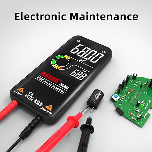 BSIDE Digital Multimeter Color LCD 3 Results Display 9999 Counts Auto Range Voltmeter, Rechargeable with EMF Detector, Capacitance Ohm Hz Diode Live Check Voltage Tester