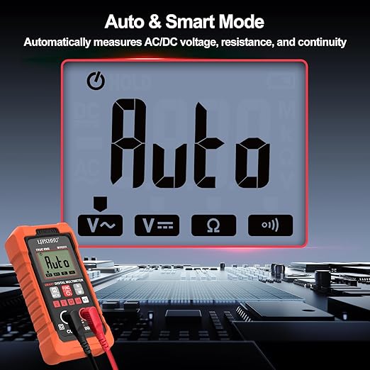 Digital Multimeter Volt Meter TRMS 4000 Counts Auto-Range NCV Voltage Multi Tester Smart Electrical Car Battery Voltmeter AC/DC Volt, Ohm Resistance, Continuity with Test Leads Large LED Backlight