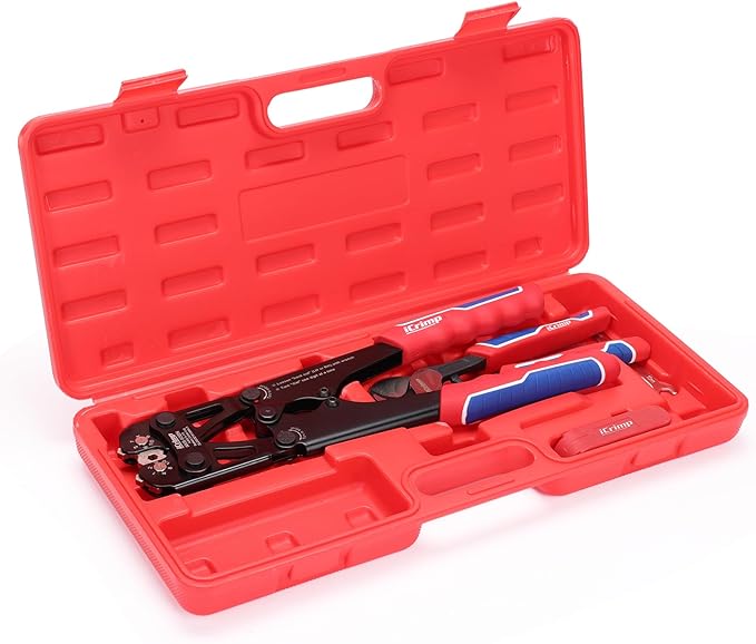 iCrimp IWS-50BN Battery Cable Terminal Crimping Tool Kit for 8, 6, 4, 2, 1, 1/0AWG Battery Cable Lugs, with Battery Cable Cutter and Wire Stripper