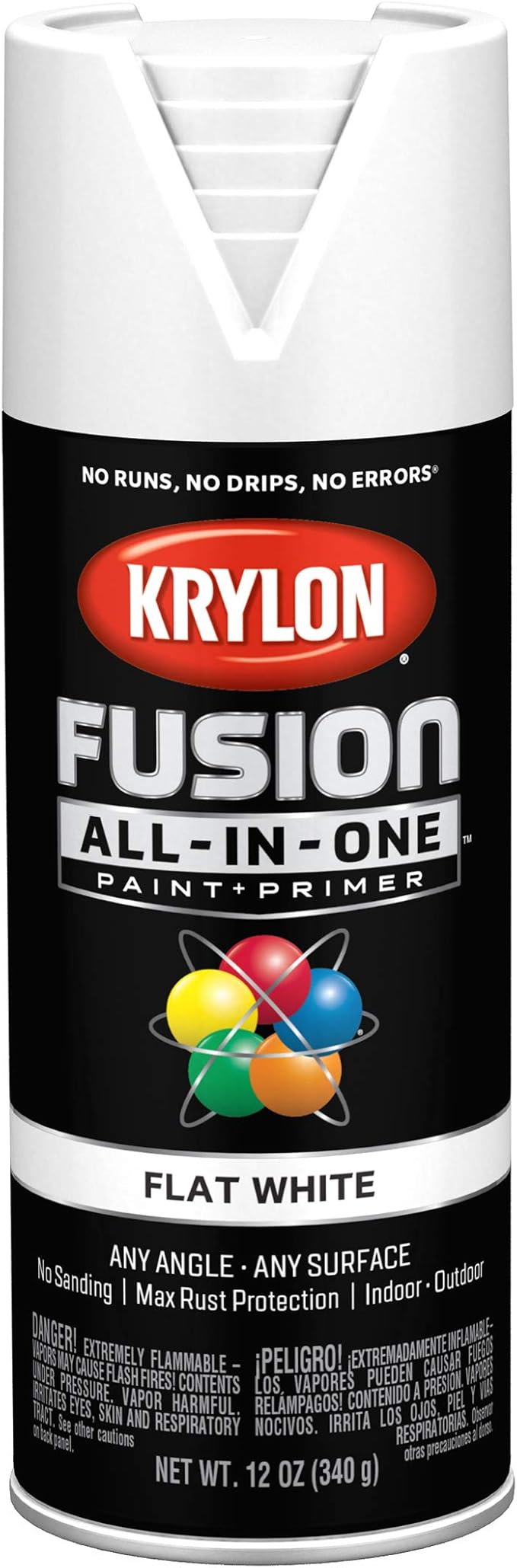 Krylon Fusion All-In-One Adhesive Spray Paint for Indoor/Outdoor Use, 12 oz, White