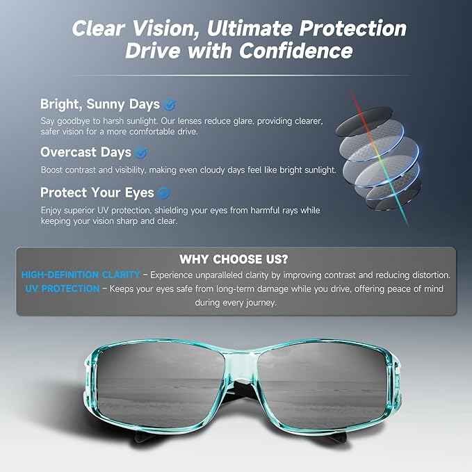 Night Driving Glasses Night Vision Glasses Fit Over Glasses Polarized Anti-Glare UV400 Gift for Men Women