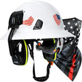 Full Brim Hard Hats Construction OSHA Approved with Visor-Vented Hard Hat with Neck Gaiter with Ear Loops,Safety Hard Hats for Men with Chin Strap ANSI Z89.1 Type 1 Class C,6-pt Suspension