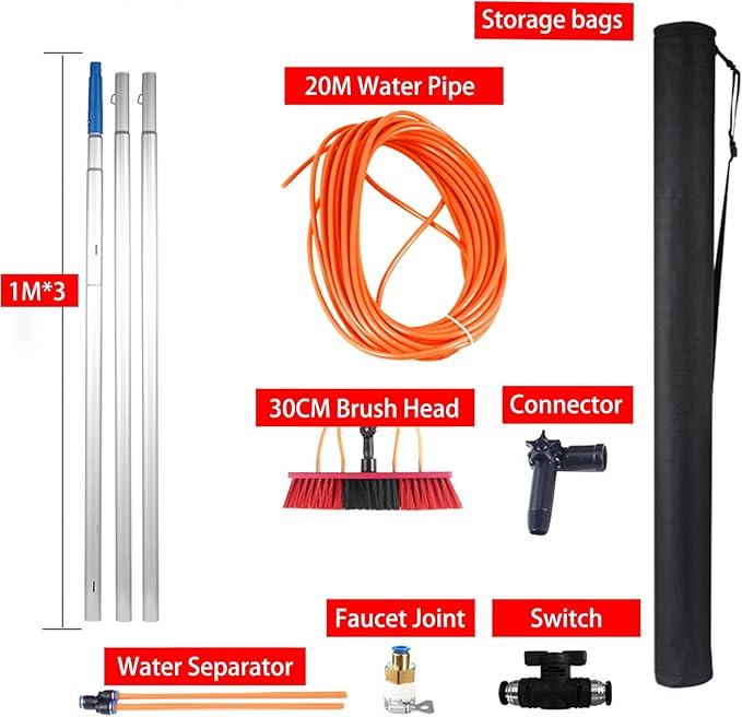 House Cleaning Supplies Kit, Extendable Window Cleaner, Solar Cleaning Equipment, Photovoltaic Cell Cleaning Tools for Cleaning Photovoltaic and Solar Panels, House, RV Cleaning,30cm Brush Head (Size