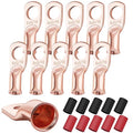 XHF10PCS 8 AWG-5/16 Heavy Duty Battery Lugs with 3:1 Heat Shrink Tubing, Ring Terminals Battery Cable Ends Copper Eyelets Electrical Battery Connectors