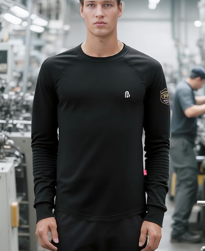 BOCOMAL FR Shirt 7oz Heavyweight Flame Resistant Shirts for Men Fire Retardant Long Sleeve Crew Work Shirts CAT2