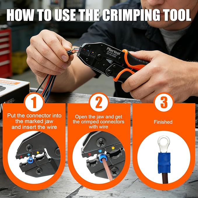 Crimping Tool for Insulated Electrical Wire Connectors AWG 22-10 Ratchet Crimper Tools Racheting Crimping Tools Available for Insulated Connectors and Wire Terminal