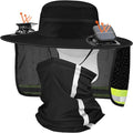 Solar Fan Hat for Men Women Sun Wide Brim Fishing Hat with Dual Power Ice Silk Neck Cover Reflective Design
