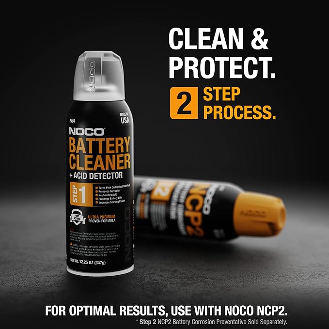 NOCO E404 12.25 Oz Battery Terminal Cleaner Spray and Corrosion Cleaner with Acid Detector (Pack of 2)