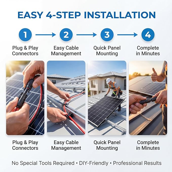Solar Panel Extension Cable 10 AWG 40Ft 6mm² Wire Gauge Certified PV Cable,100% Tinned Copper Heavy Duty with Male and Female Waterproof mc4 Connectors,for RV, Home Boat Photovoltaic Systems
