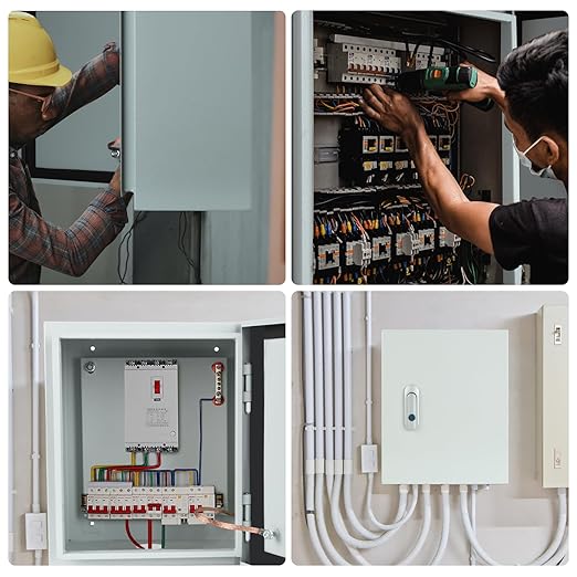 Steel Electrical Junction Box, Indoor&Outdoor Electrical Enclosure Box, Wall Mounted Waterproof&Dustproof Metal Box, Universal Electric Equipment Enclosure Box with Safety Locks and Mounting Plates