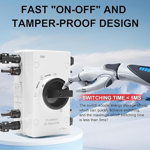 IP66 Waterproof Solar PV DC Quick Disconnect Switch, 1000V 64A Solar Panel Disconnect Switch with Connector for Off/On-Grid Systems, RV & Boats