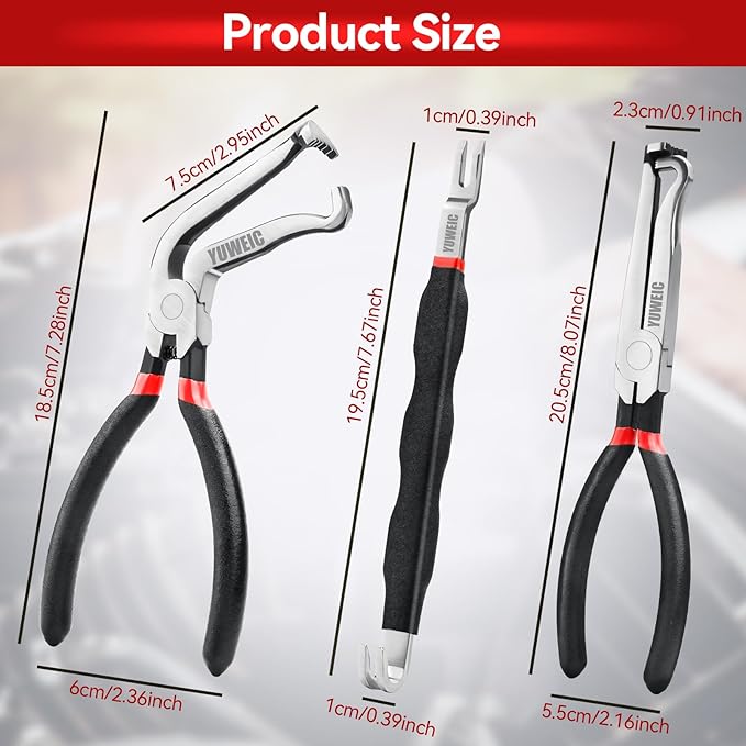 3PCS Automotive Wire Connector Removal Tool Kit - Electrical Disconnect Pliers Set Locking Tab Disconnect for Car Sensors, Wiring Harnesses, Ergonomic Non-Slip Handle