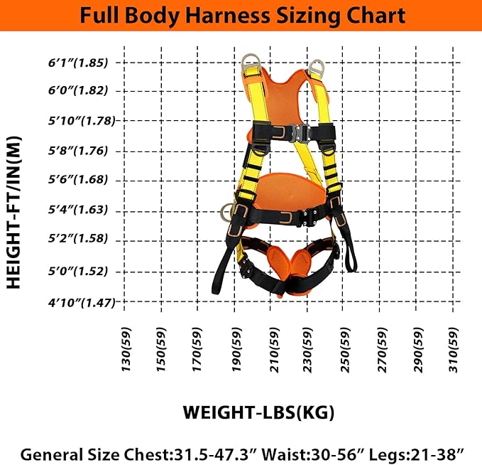 Safety Harness Fall Protection Upgrade 4 Quick Buckles Construction Full Body Harness 6 Adjustment D-ring