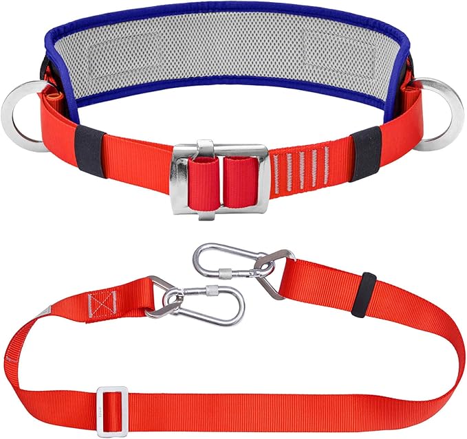 Safety Belt with Padded Waist Pad and Adjustable Lanyard, Safety Lanyard Fall Protection, Ladder Safety Belt, Tree Climbing Belt, Climbing Lanyard Fall Arrest Kit