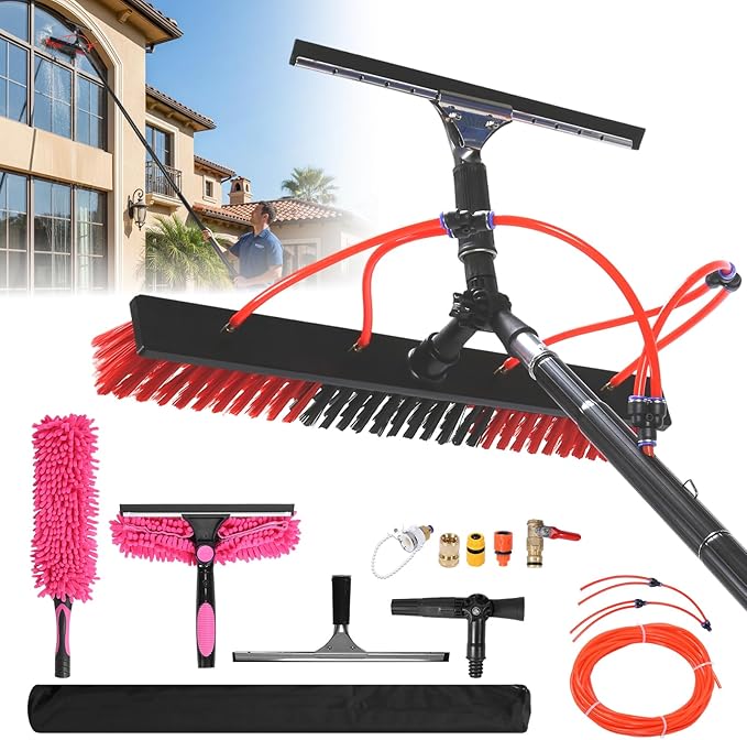 Solar Panel Cleaner Height Adjustable Extendable Solar Panel Washing Tool with 180° Rotating Brushhead for Solar Panel Roof Car