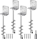 18'' Ground Anchors Screw in Earth Anchor 10mm Solid Steel with L Bracket for Trampoline Shed Carport, 2" Helix Blade & Chrome Plated Finish