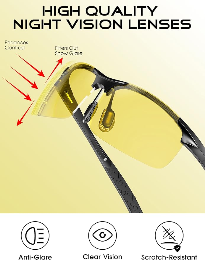 ATTCL Polarized Sunglasses Men Sports: UV Protection Anti Glare Wrap Around Lightweight Metal Driving Fishing Golf Running