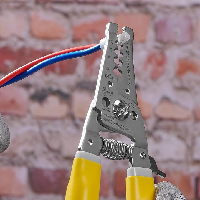 KATA 7 Inch Wire Stripper, Wire Cutter, Stripping/Cutting Tool for 6-12 AWG Stranded Wire and Shearing 8-32 Screws, Multi-function Electrician Stripper/Crimper Plier for Cable Stripping Cutting