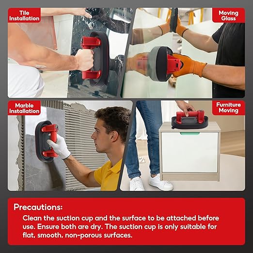 Electric Suction Cup Glass Lifter,Tile Tools,Heavy Duty Vacuum Suction Cup with Digital Display,573lbs Max & Auto Start Pump,8H Battery for Glass, Tile, Marble, Granite, Metal,2 Packs