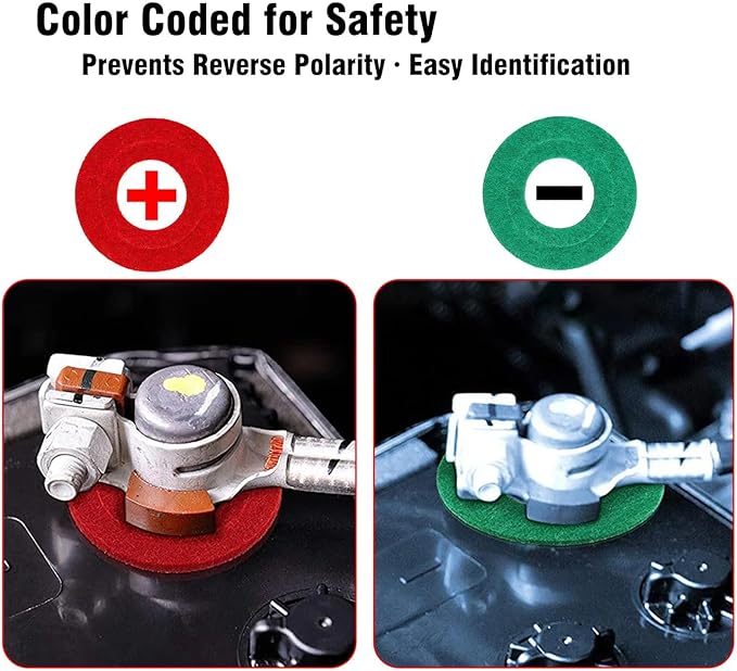 16 PCS Battery Terminal Anti-Corrosion Washers - Red & Green Fiber Gasket Protectors with Adjustable Inner Ring for Car, Truck, Marine & RV Batteries