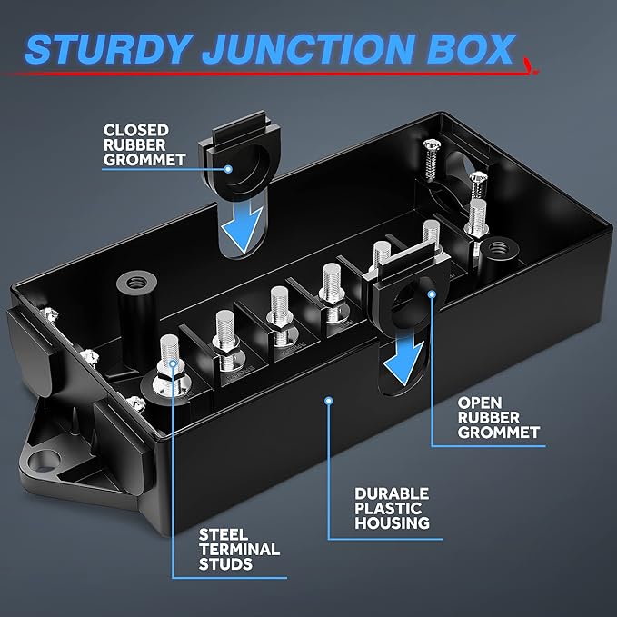 MICTUNING 7 Way Electrical Junction Box - 7 Gang Trailer Wire Connection Box Weatherproof for Rewiring Camper RV Caravans Boat Light 7 Way Trailer Wire Connectors