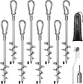 SELEWARE 4 Pack Trampoline Stakes Heavy Duty Ground Anchors High Wind Trampoline Stakes Anchors Spiral Earth Anchors for Secure Animals Trampolines Tents Shed Swing Set Mobile Homes Carport