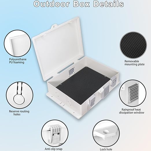 Outdoor Electrical Junction Box, Ventilation and Heat Dissipation ABS Plastic Project Enclosure with Internal Mounting Panel 13"x 9.2"x 3.7"
