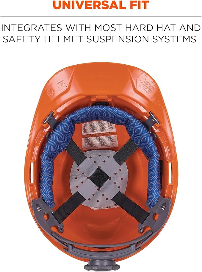 Ergodyne Chill-Its 6612 Moisture Wicking Hard Hat Top Pad, Padded Cooling Microfiber, Fits Most Suspension Systems (3-Pack)