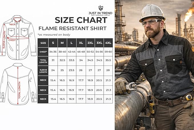 Just In Trend │Flame Resistant FR Shirt - 88/12 - Western Style - Two Tone