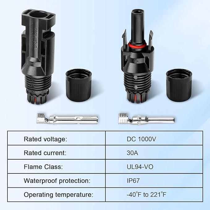 Solar Connectors - 20Pairs / 40PCS Solar Panel Connector Male Female with Dual Spanners IP67 Waterproof