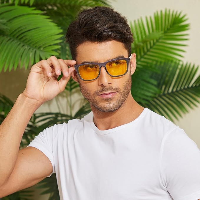 DUCO Polarized Night Vision Glasses for Men and Women Yellow Safety Driving Glasses with UV Protection and Anti Glare