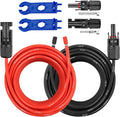 10AWG Solar Extension Panel Cable - 50FT Solar Wire with Waterproof Female and Male Connector and Solar Panel Adaptor Kit Tool PV Wire for RV, Home, Boat, Solar Panels(50feet Red + 50feet Black)