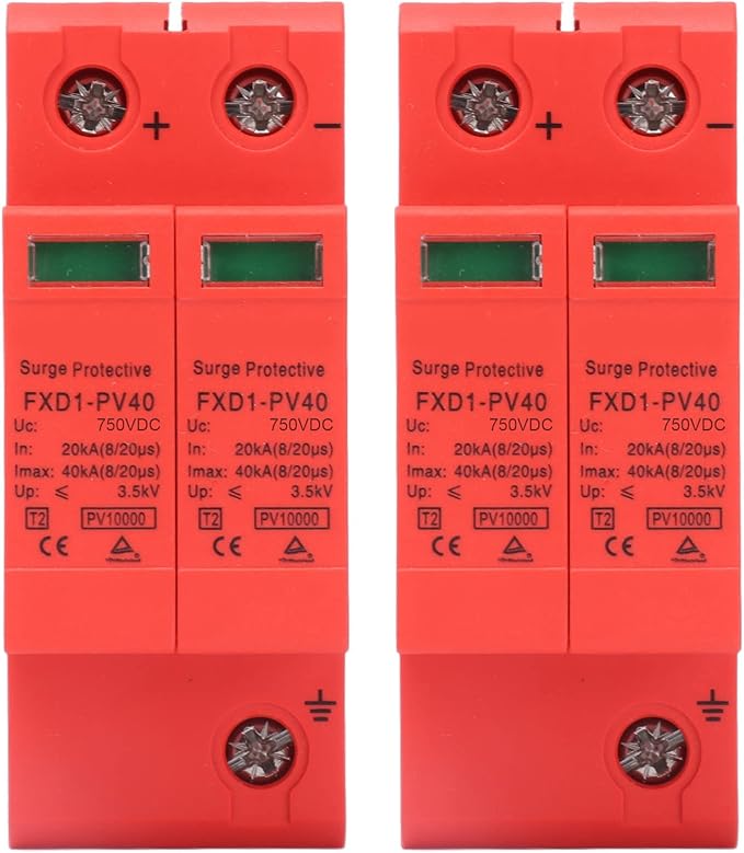 2Pcs Voltage DC Protector Solar,Arrester Device Rail Installation 2P Protective Device DC Photovoltaic Protector Lowvoltage Arrester (DC 750V)