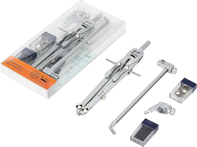 Mr. Pen- Professional Metal Compass with Wheel, Lock and Extension Bar for Geometry, Drafting, Math, Drawing, Compass for Geometry, Tool for Drawing Circles, Drawing Compass