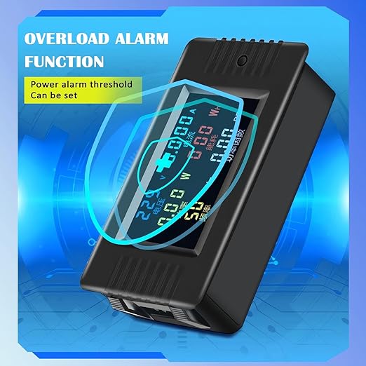 AC Current Voltage Amperage Power Energy Meter AC 80~260V 100A Color LCD Digital Display Ammeter Voltmeter Multimeter with Split Core Current Transformer CT Multi-Function Power Monitor