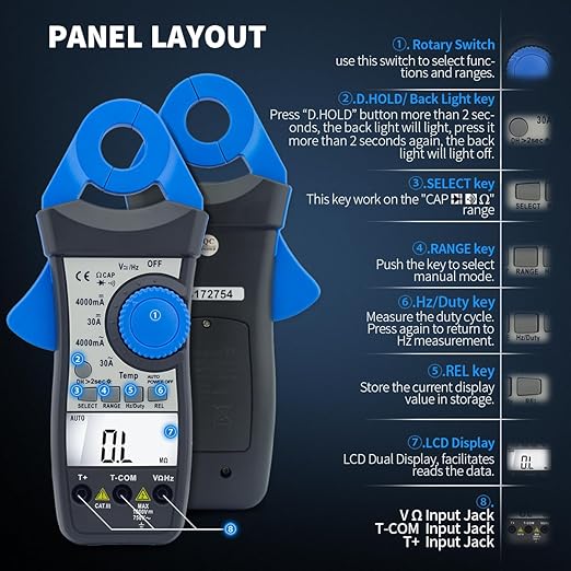 Digital Clamp Meter Multimeter, AIOMEST 1mA Sensitive Digital Low Current Clamp Multimeter, AI-870K AC/DC Current Voltage Resistance Clamp-on Multites