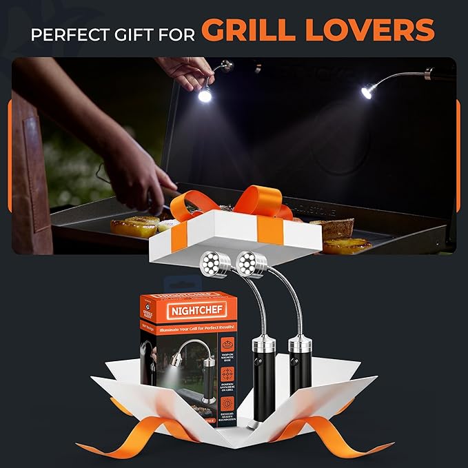 Night Chef Magnetic Grill Light – Ultra-Bright BBQ Lamp with 360° Gooseneck – Weatherproof Outdoor Light, Great Gift for Campers & Grill Lovers
