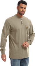 WORKWEYA 6.5oz Flame Resistant Henley Shirt 100% Cotton Lightweight FR Shirts for Men