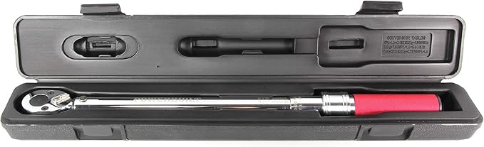 Powerbuilt Micrometer Torque Wrench, 1/2 Inch Drive, Dual Scale, Working Range 30 to 150 Ft-Lbs, Retractable Lock, Storage Case - 649974