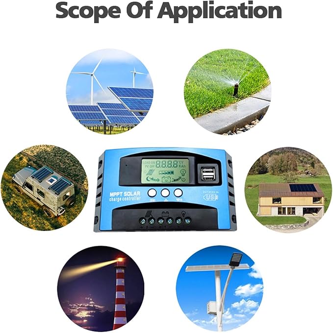 Solar Charge Controller PWM 30A 12V/24V Auto Parameter Solar Panel Regulator with Adjustable LCD Display Dual USB Port Timer Setting PWM MPPT